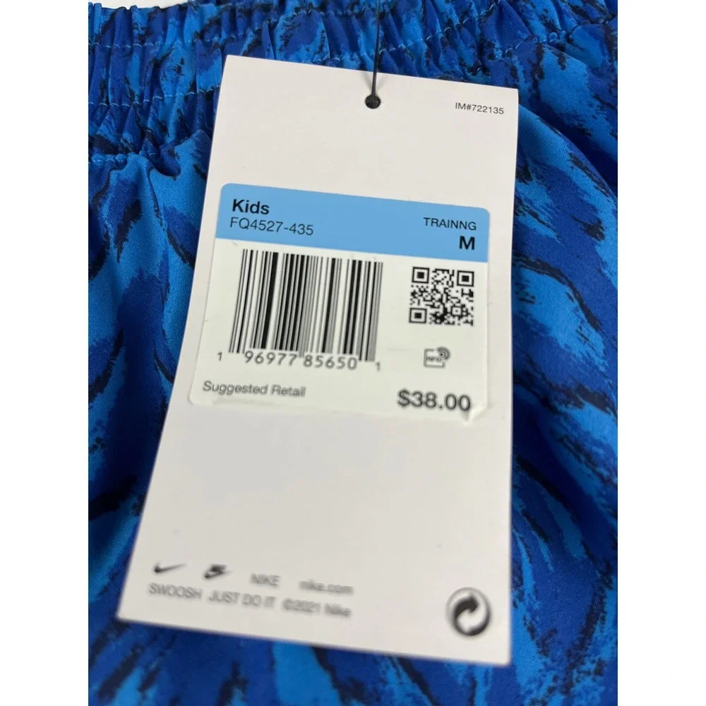 Nike One Kids Training Shorts Blue Abstract Print Athletic Running Size M‎
